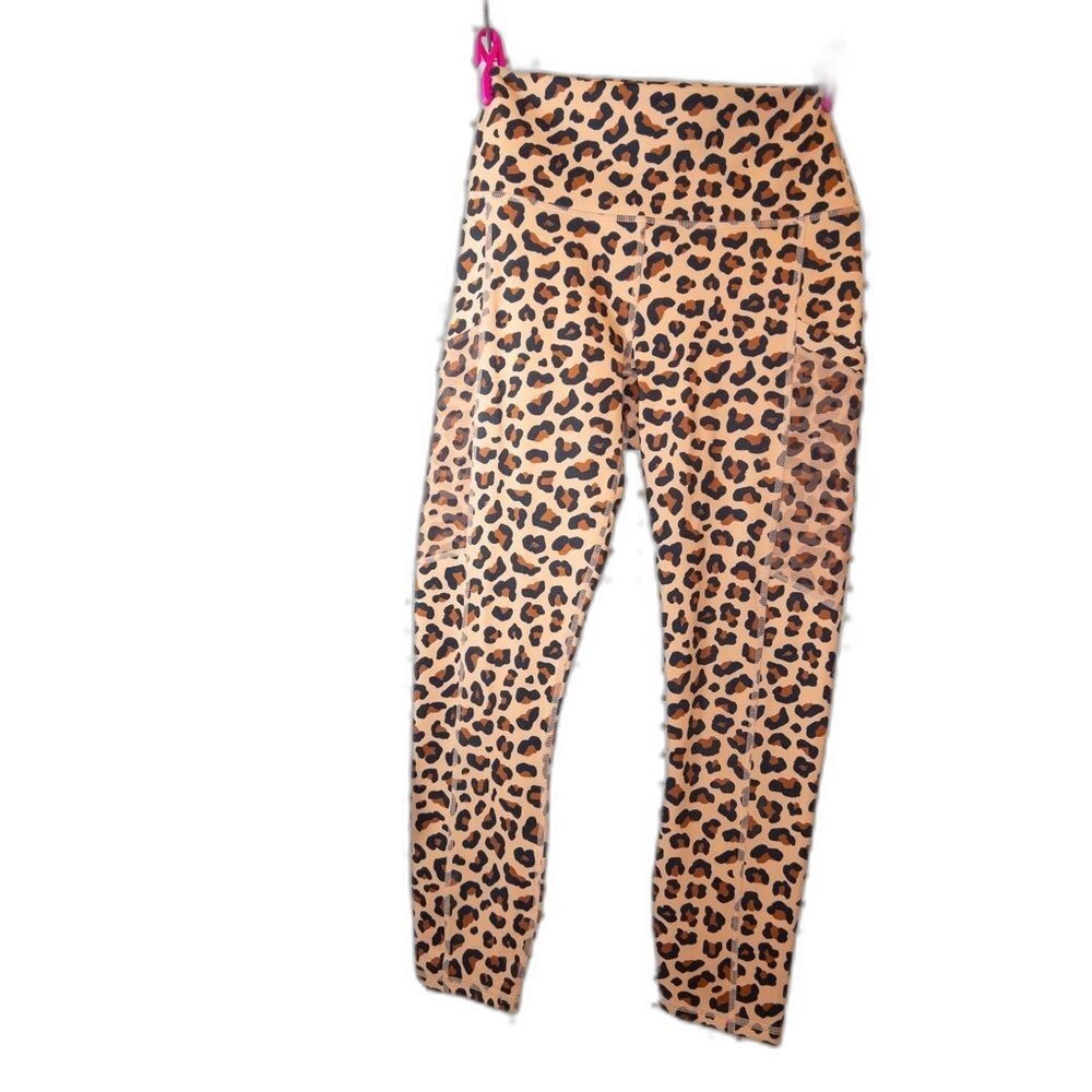 Fabletics/PowerHold Leopard High Waist‎ 8 Leggings w/pockets Sz. XS